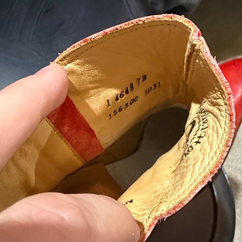 Charlie 1 Horse by Lucchese Red Ankle Boots Snip Toe Cowboy Zip - Picture 6 of 7